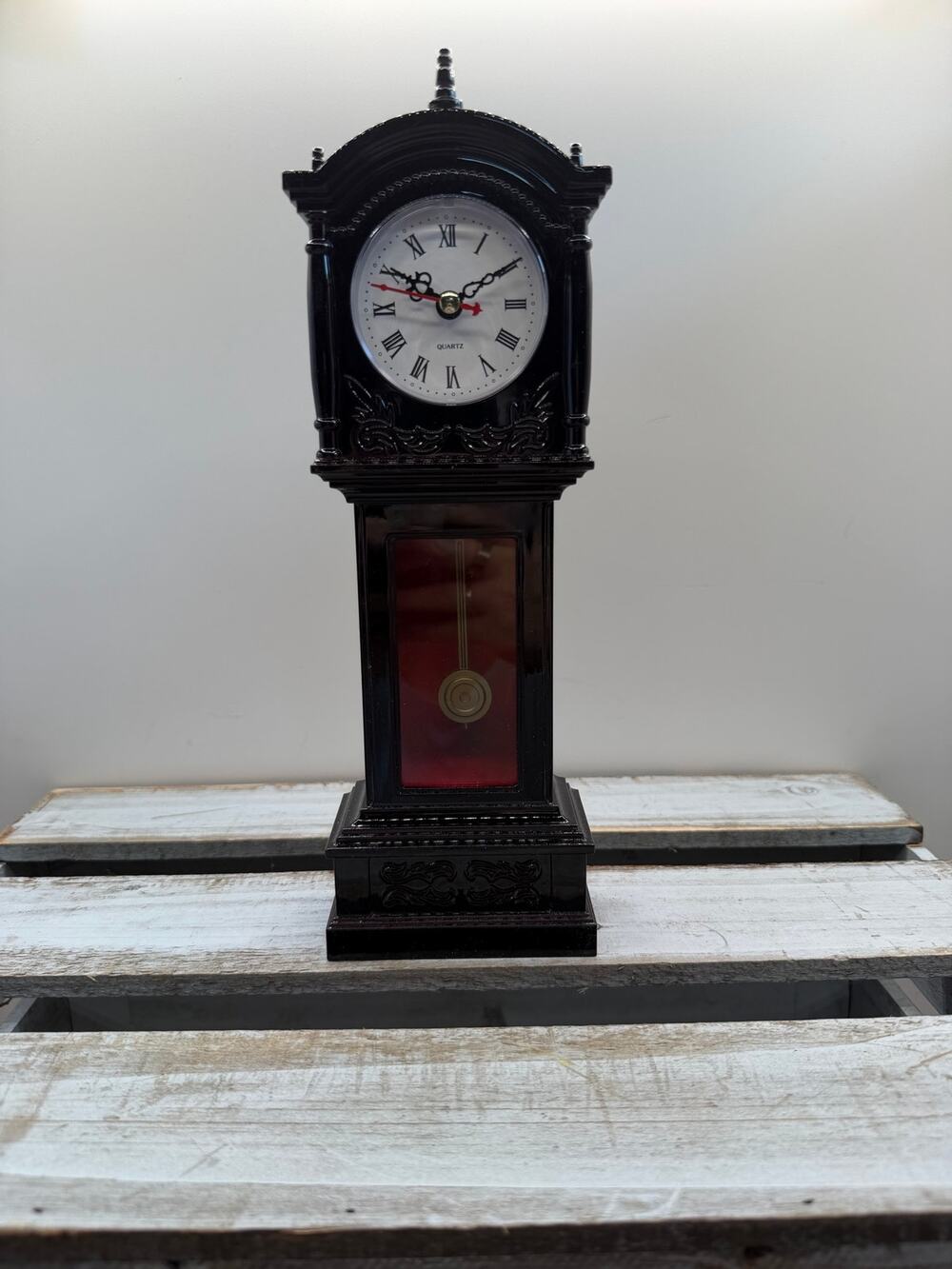 Vintage Miniature Grandfather Desk Clock Quartz Battery Operated Novelty 10" Box